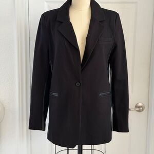 Black Blazer With Leather Panels